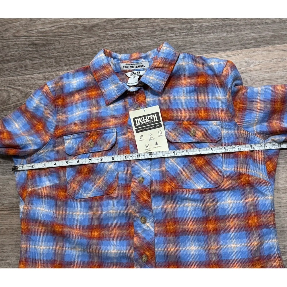 Duluth Trading Women's Folklore Flannel Shirt M Blue NWT Soft Double Brushed - Picture 5 of 6